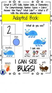 Adapted Book- I Can See BUGS from NoodleNook for LIFE Skills, Autism Units and Early Elementary- Great for Critical Skills!