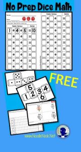FREE! Dice Math with printable dice, worksheets, and a money tie-in!