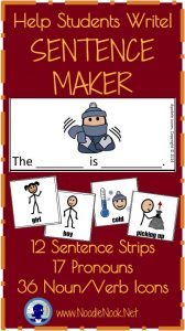 Picture supported Sentence Maker from NoodleNook | Perfect for LIFE Skills, literacy stations, or Workbox/TEACCH systems.