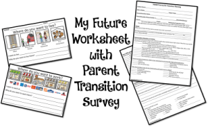 My Future transition worksheet for LIFE Skills students and a Parent Survey too! www.NoodleNook.Net