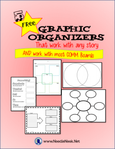 5 Graphic Organizers for Comm Boards that work with any story- Great for LIFE Skills- NoodleNook.Net