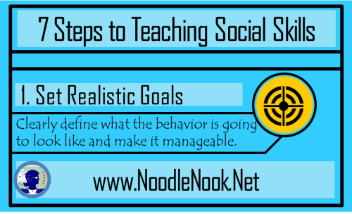 7 Steps to Teaching Social Skills to students with Autism and LIFE Skills Students- 1 Set Realistic Goals- www.NoodleNook.Net