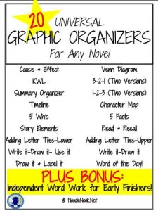 Universal Graphic Organizers for Any Book from NoodleNook.Net