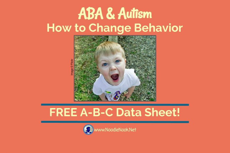 ABA and Autism- How to change behavior with a FREE A-B-C Data Sheet by NoodleNook.Net