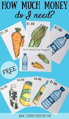 FREE Grocery cards allow kids to play and learn while they use math to add up the cost of various grocery items. This is such a fun money games for preschool, kindergarten, and 1st grade. Great math game for centers, at home, or homeschool too!