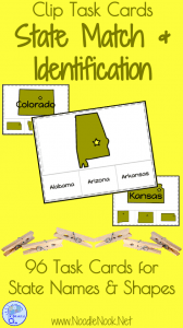 State Identification Clip Task Cards. Exactly what you need to work on identifying state names and shapes!