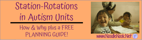 Great info on doing Station-Rotations in Autism Units or LIFE Skills with FREE Printable Guide!