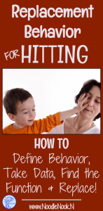 How to find and implement replacement behavior for hitting while working with students with Autism or Significant Disabilities PLUS FREE Data Sheet!