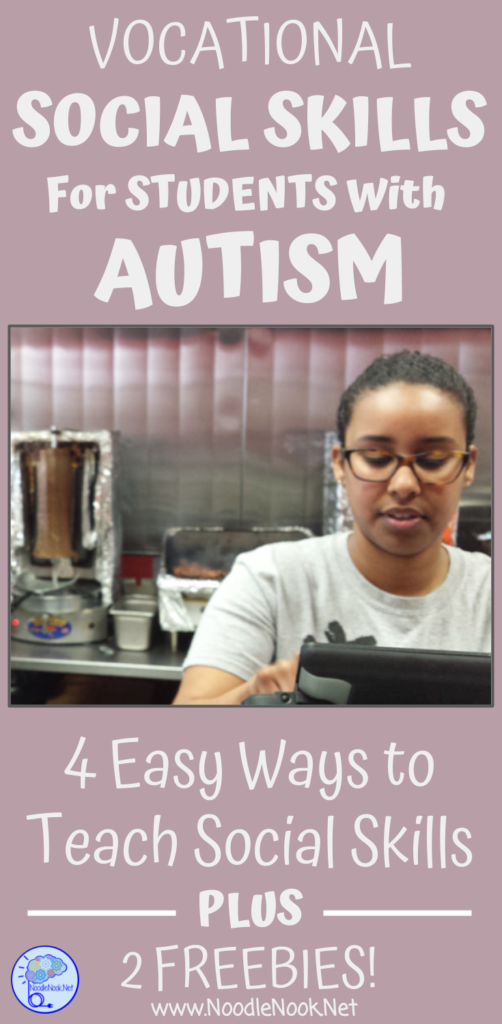 Social skills for students with Autism is hard to teach, but a must have! Here are 4 strategies to teach vocational social skills...| NoodleNook