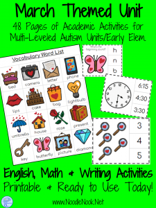 March Unit- ELA and Math for Autism from NoodleNook