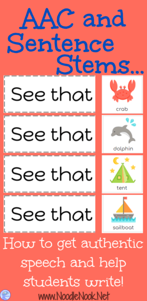 Struggling with writing for students with AAC devices? Read how Sentence Stems can help by using AAC and Sentence Stems with Predictable Chart Writing!