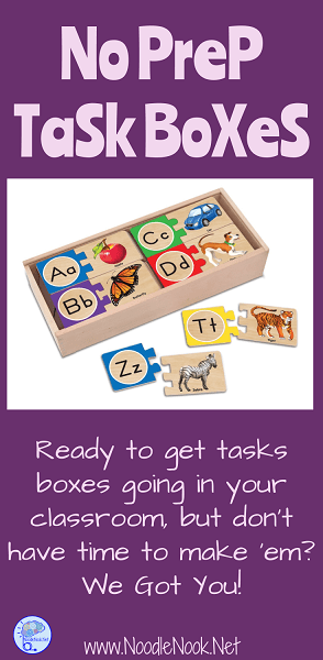 Here are 8 no prep task boxes that are academic, meet some vocational needs, and are totally no prep! Perfect for Autism Units, Life Skills, and Vocational Prep classes!