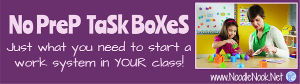 Here are 8 no prep task boxes that are academic, meet some vocational needs, and are totally no prep! Perfect for Autism Units, Life Skills, and Vocational Prep classes!