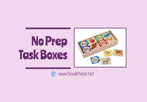 Here are 8 no prep task boxes that are academic, meet some vocational needs, and are totally no prep! Perfect for Autism Units, Life Skills, and Vocational Prep classes!