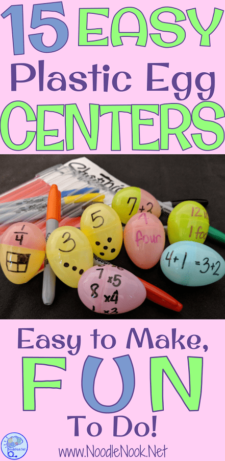 Fun new center ideas are like GOLD- so here are a few easy Easter egg centers you can get started with a bag of plastic eggs and a Sharpie!