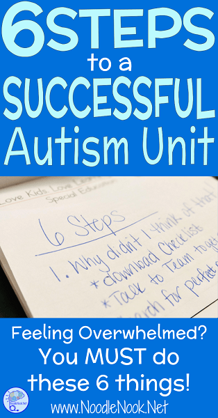6 Steps to a Successful Autism Unit. Are you feeling overwhelmed and need help to set up your Autism Unit, Severe/Mod classroom or Life Skills? If you do these things, you will succeed!