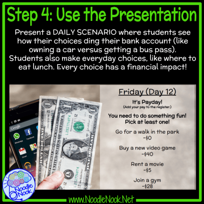 How to use personal finance in a vocational training class to address transition needs after and IEP meeting when parents are worried about what's next. Use it as a warmup all month long!