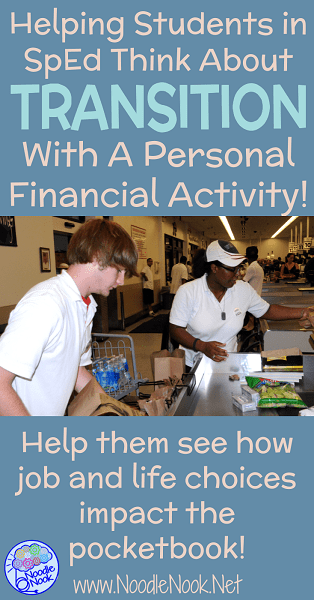 How to use personal finance in a vocational training class to address transition needs after and IEP meeting when parents are worried about what's next. So helpful to get kids thinking about their futures. Vocational and Transition needs of Sped Student.