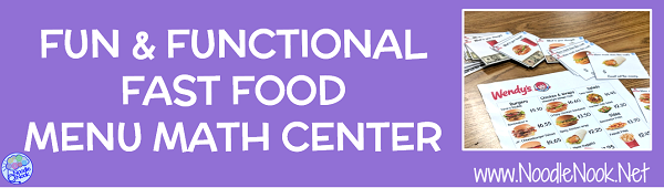 High interest and functional money math activities that are leveled to meet the needs of a mixed-ability classroom. Just what you need for math centers or stations that stay fresh each time you use them… because what kid doesn’t love fast food restaurants?!?