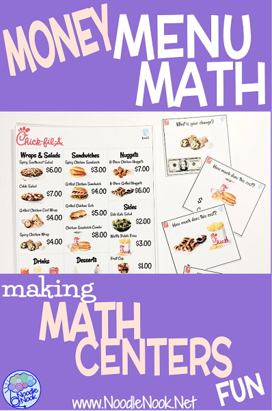 High interest and functional money math activities that are leveled to meet the needs of a mixed-ability classroom. Just what you need for math centers or stations that stay fresh each time you use them… because what kid doesn’t love fast food restaurants?!?