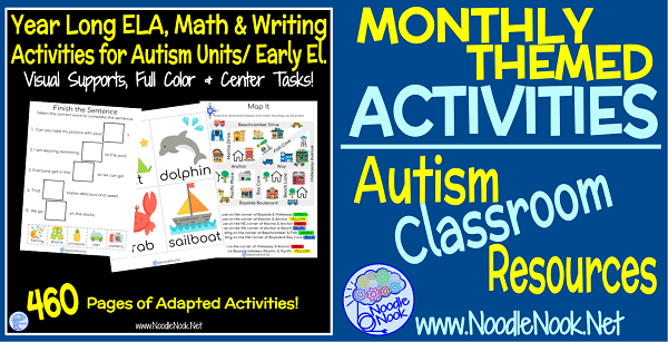 Themed Year Long Centers and Activities for Students in Sped Classrooms or Autism Units