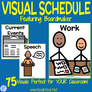 Visual Schedule feat Boardmaker- Essential classroom support from NoodleNook- Just what you need to setup a visual schedule in an Autism Unit or Sped classroom.