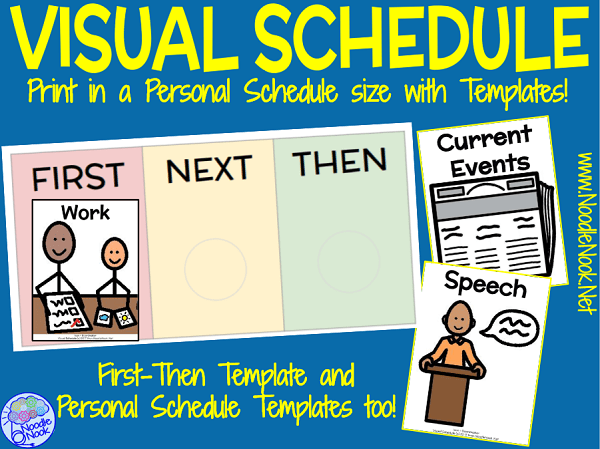 Visual Schedule feat Boardmaker for Sp Ed and Autism Units-Printable and Ready to GO with Templates and First Then Boards