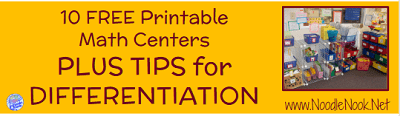 Free Printable Math Centers- PLUS Tips to differentiate for all students, including special ed!