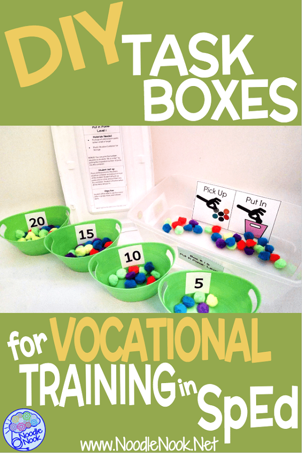 Looking for Vocational Work Task Boxes that won’t break the bank? Try these DIY Task Boxes with items from your local dollar store to make meaningful activities for your students in Special Ed or Autism Units to work on functional job skill building! Read More…