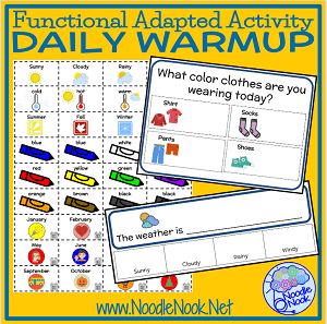 Daily Warm Up-An Adapted Activity for Students with Autism during Calendar and Independent Centers from Noodle Nook