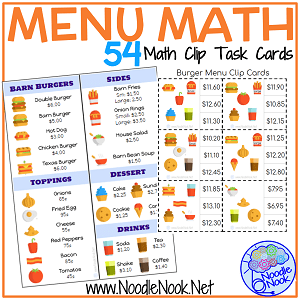 Menu Math- Leveled Money Math Center from Noodle Nook