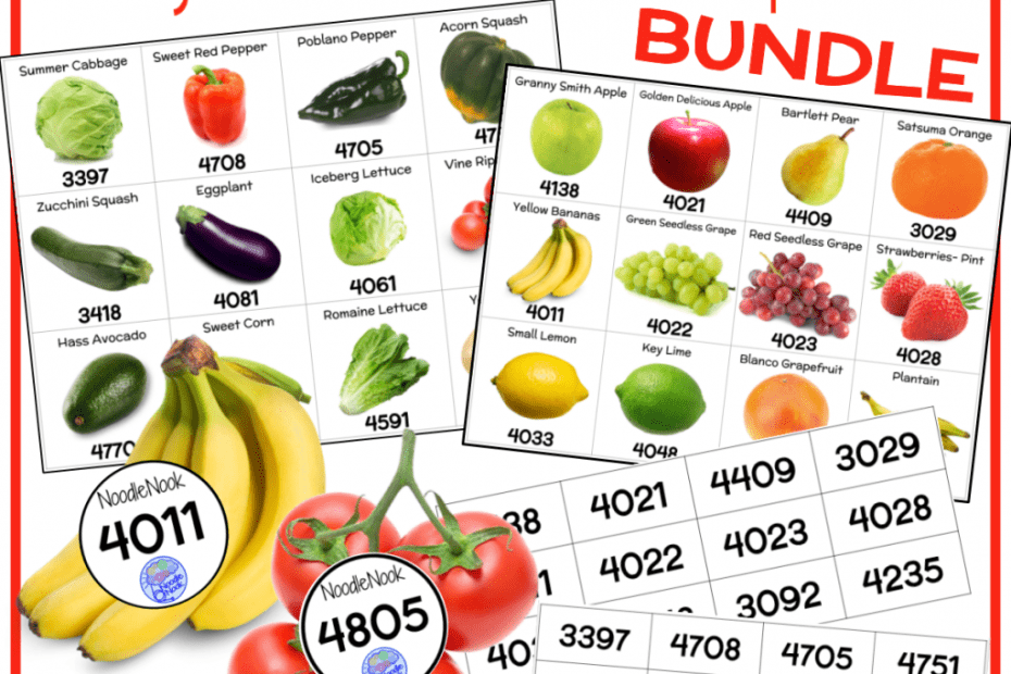 This Grocery Store Work Station is all about classifying items by type, by code using a visual reference sheet, order fulfillment by PLU, and labeling fruit and vegetable items with the correct PLU.