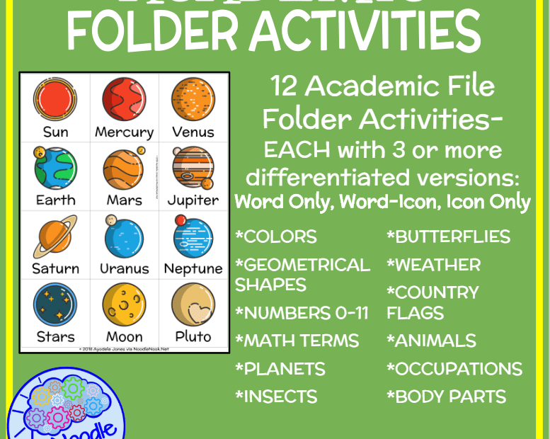 Academic File Folder Activities for Centers, SpEd, or Autism Units (DIGITAL DOWNLOAD)