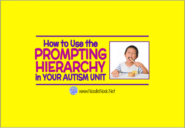 What is a prompting hierarchy and how do you use it in an Autism classroom, speech therapy room or when teaching aac? This is a great overview of the hierarchy of prompting and cueing with a printable chart! Also how to use the prompting hierarchy to stop learned helplessness and build independence. Listen now to learn more.