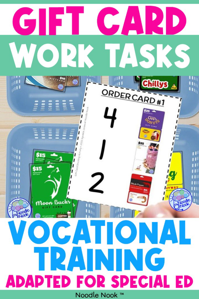 Vocational Training with gift cards is engaging for students with disabilities, this differentiated & fun activity is perfect in a workstation! They'll love it!