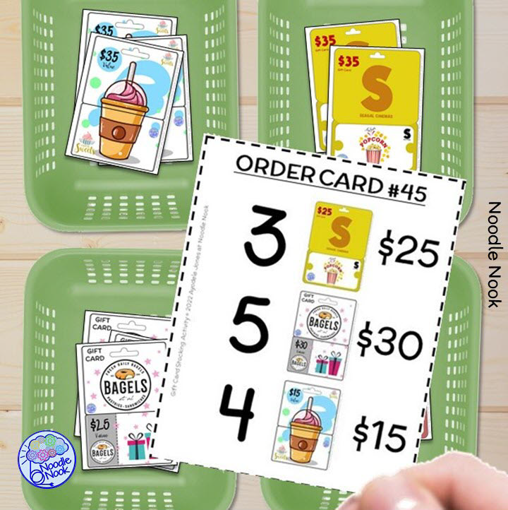 inventory worksheet for gift card station in SpEd classroom