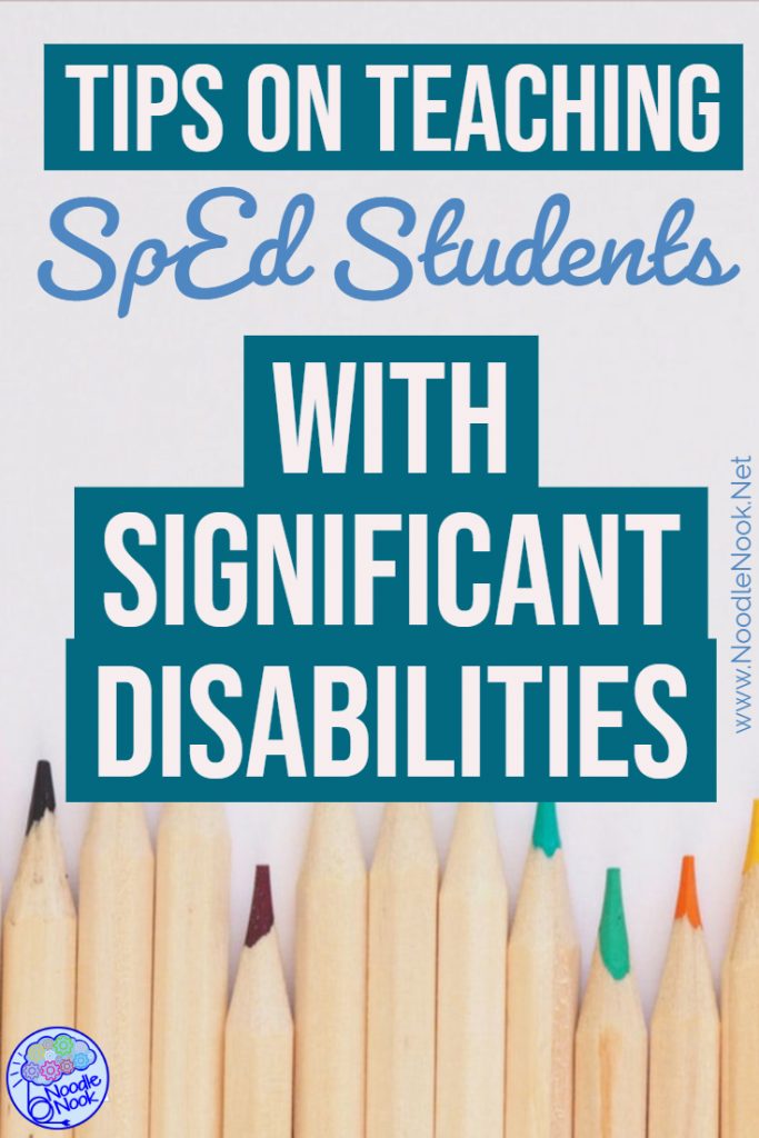 Colored Pencils with phrase "Tips on Teaching SpEd Students with Significant Disabilities" (Teaching Students who are Low-Functioning: Who are they, what do you teach them, and how do you get them included in academics?)