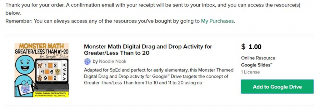 Add to Google Drive- Step by Step Google Purchase on TpT (Google Drive Activities from TpT)
