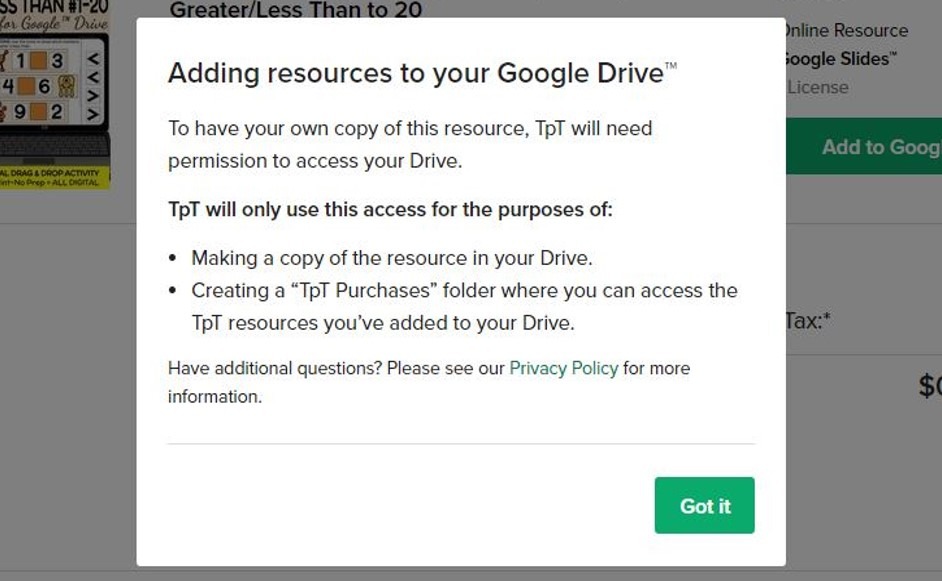 Adding a Resource- Step by Step Google Purchase on TpT