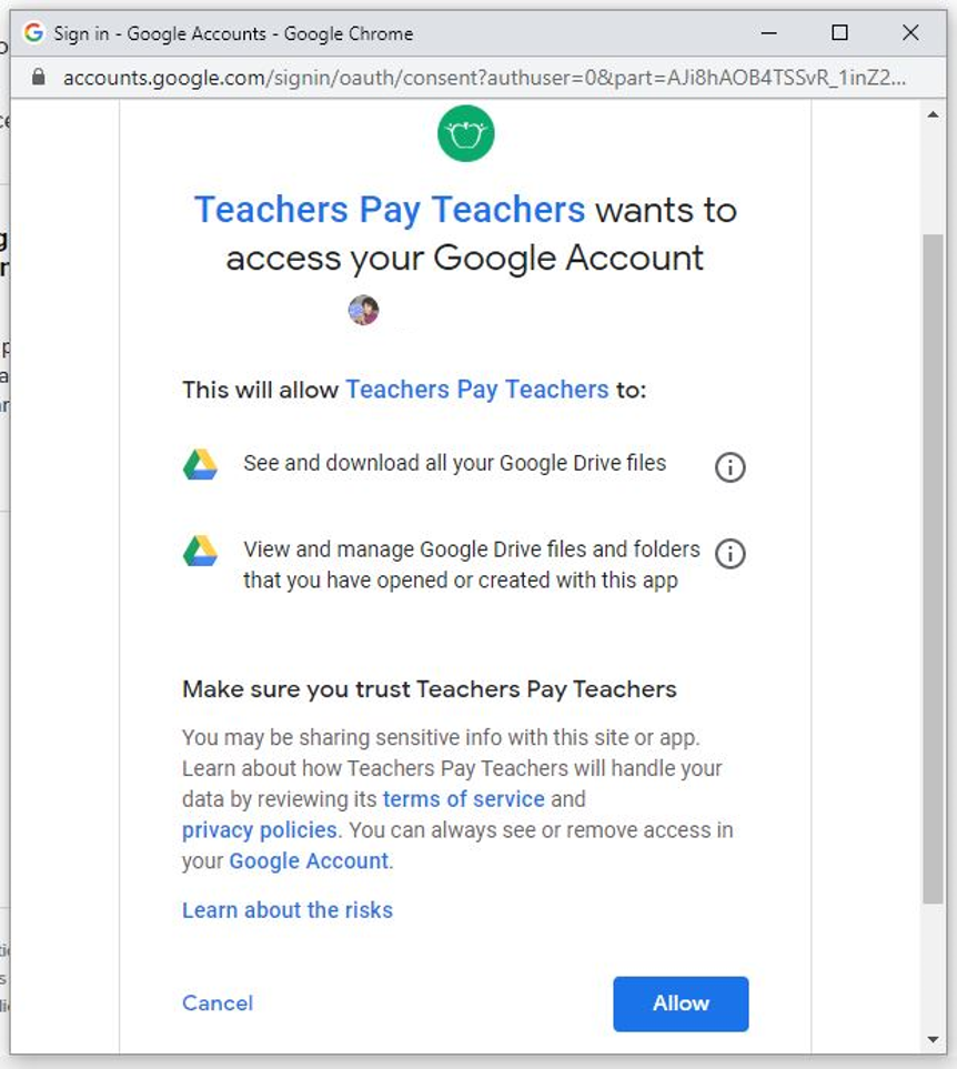 Approve for Google Drive- Step by Step Google Purchase on TpT