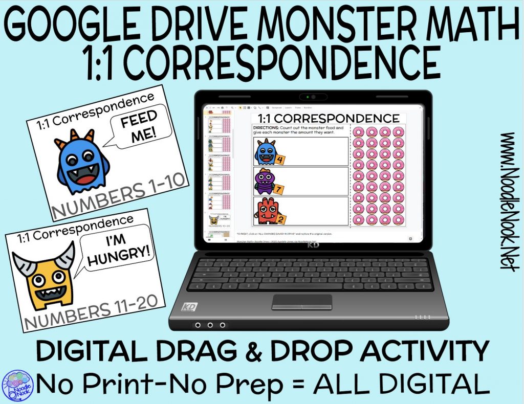 Monster Math 1-1 Correspondence Digital Drag and Drop