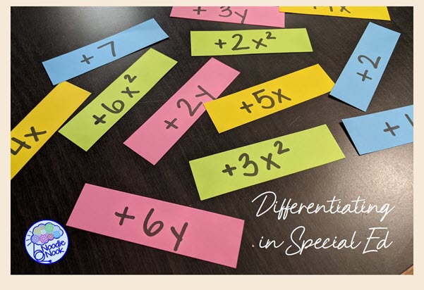 (Math Example for Algebra) how to differentiate activities for special ed with ideas and information that actually works!