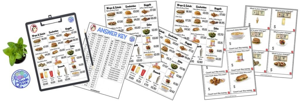 Fast Food Menu Math - The Best Money Math Center (Printable Option)