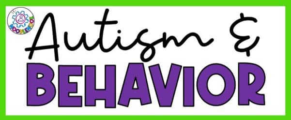 Graphic with the text autism and behavior and block letters for autism and behavior concepts.