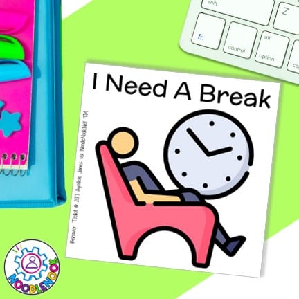 Break card on a student's desk - a valuable tool for supporting students with autism in the classroom. (Break Cards For Students With Autism)