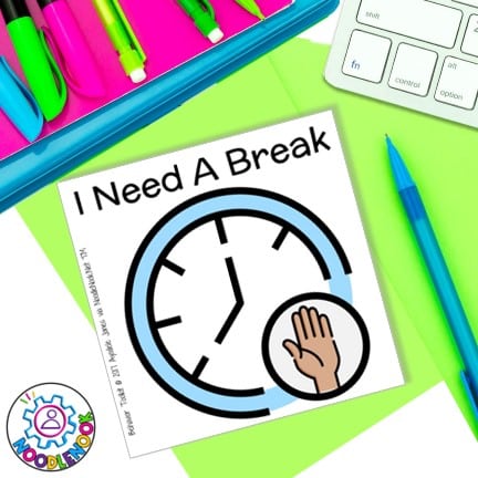 Break card on a student's desk - a valuable tool for supporting students with autism in the classroom. (Break Cards For Students With Autism)