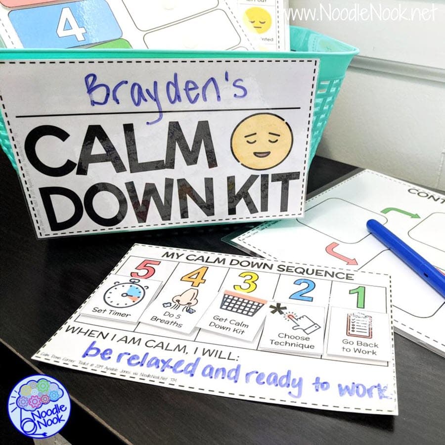 Calm Down Kit from the Behavior Toolkit via Noodle Nook for Students in Special Ed