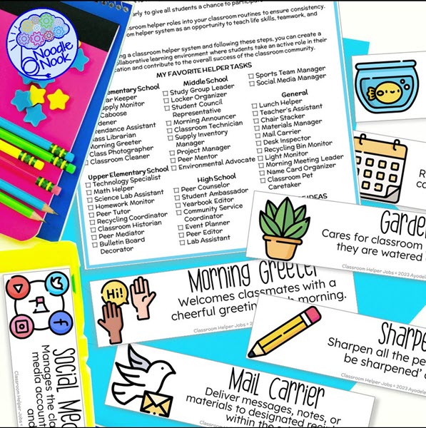 Classroom Helper Cards - Classroom Management with Student Jobs at all Levels