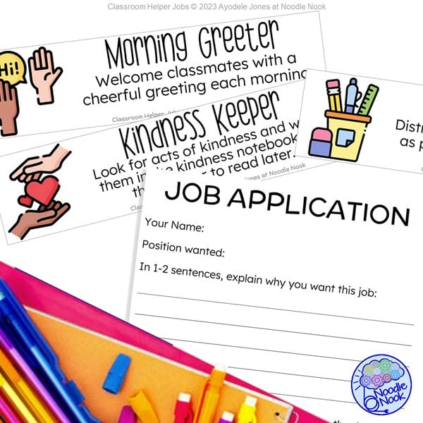 Classroom Helper Cards with Teachers Guide - Classroom Management with Student Jobs at all Levels