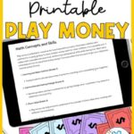 FREE Printable Play Money (for Math in the Classroom) with tablet and money.